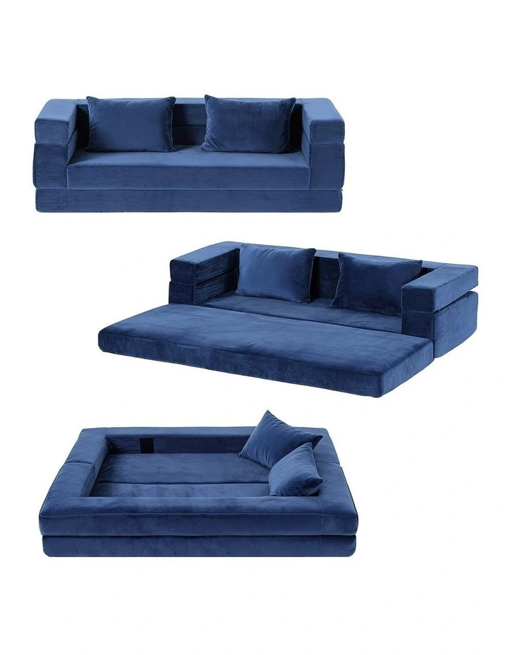 Convertible Folding Sofa Bed in Blue image 2