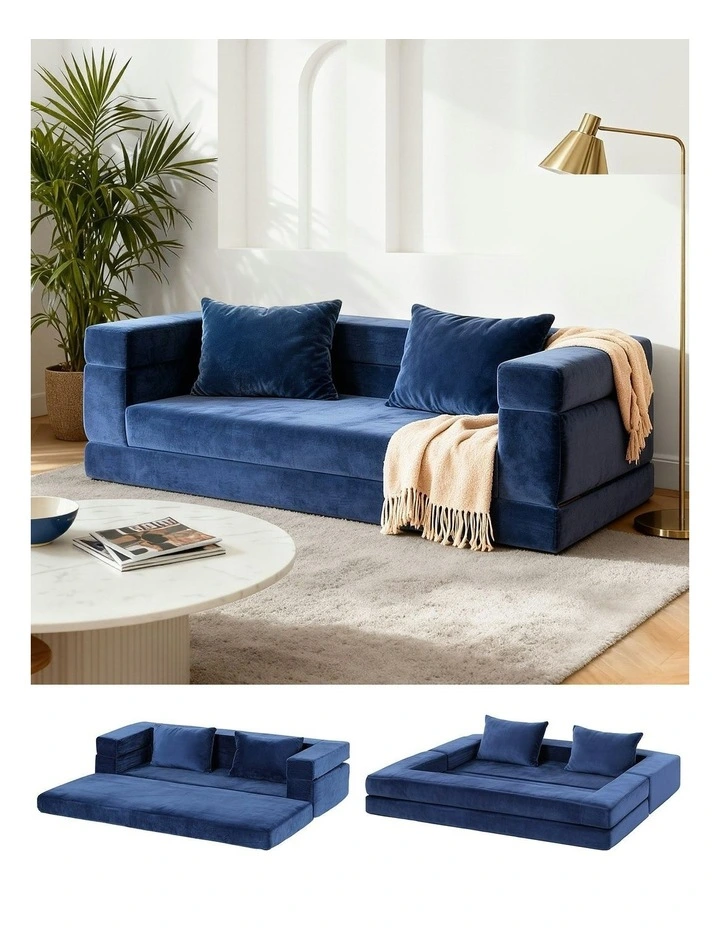 Convertible Folding Sofa Bed in Blue image 3