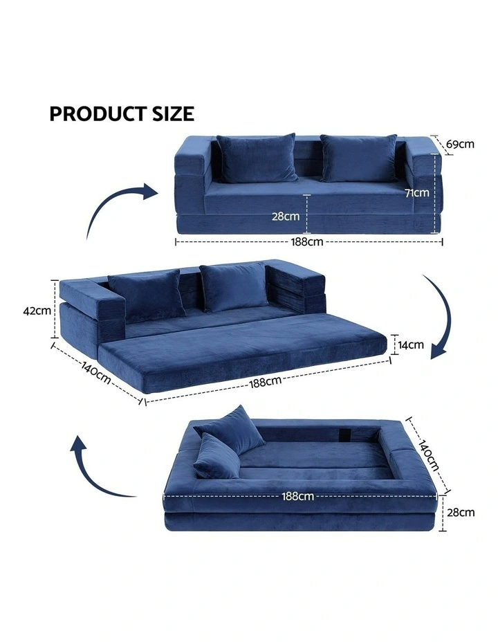 Convertible Folding Sofa Bed in Blue image 4