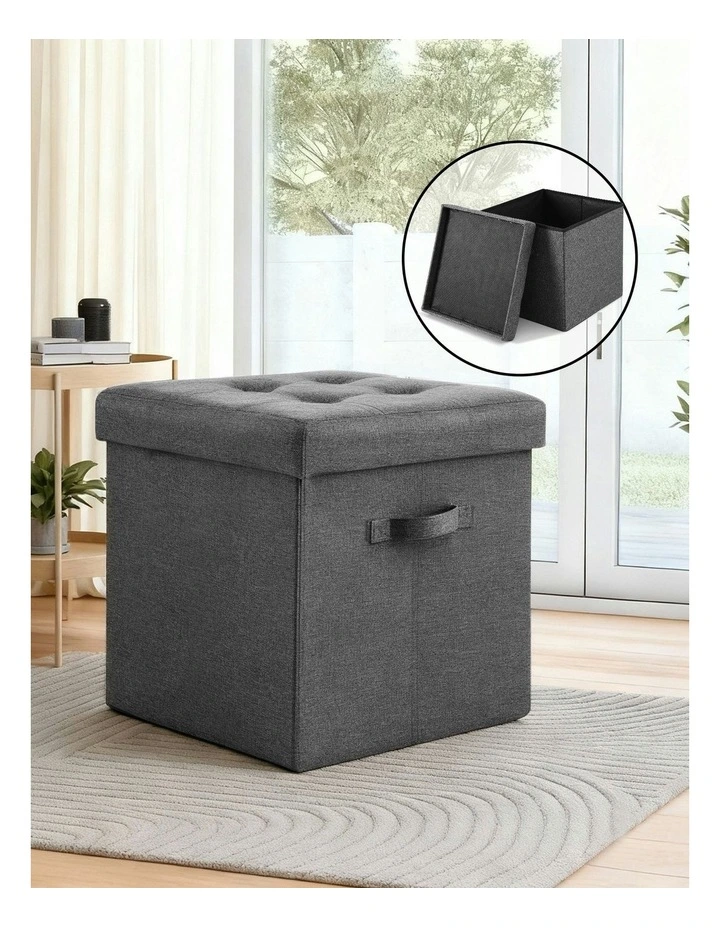 Foldable Storage Rest Foot Stool in Grey image 3