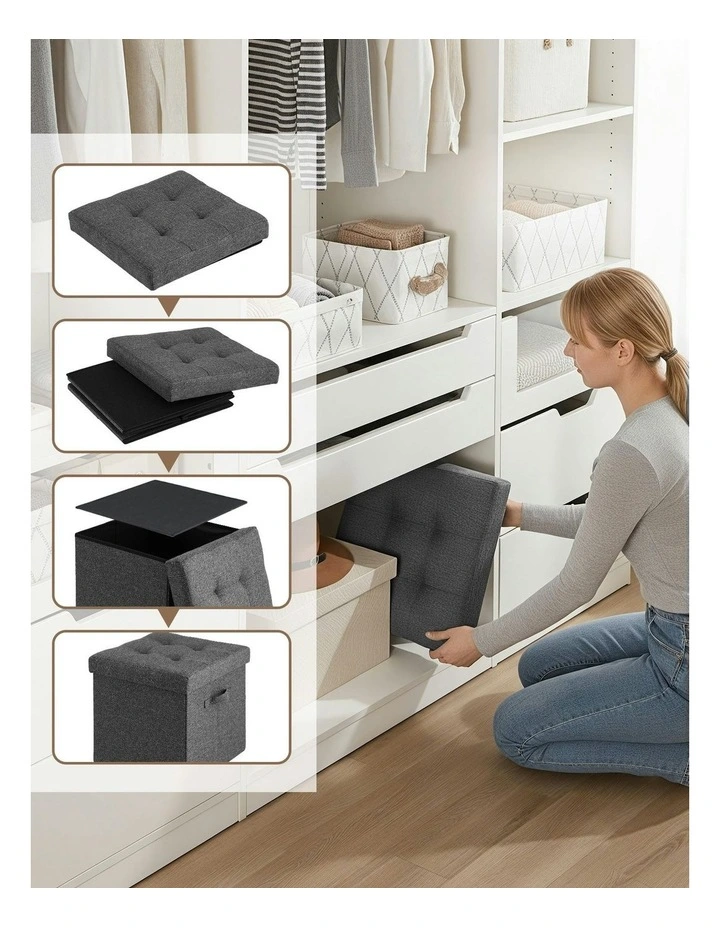 Foldable Storage Rest Foot Stool in Grey image 4