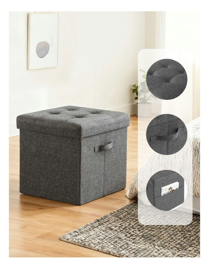Foldable Storage Rest Foot Stool in Grey image 6