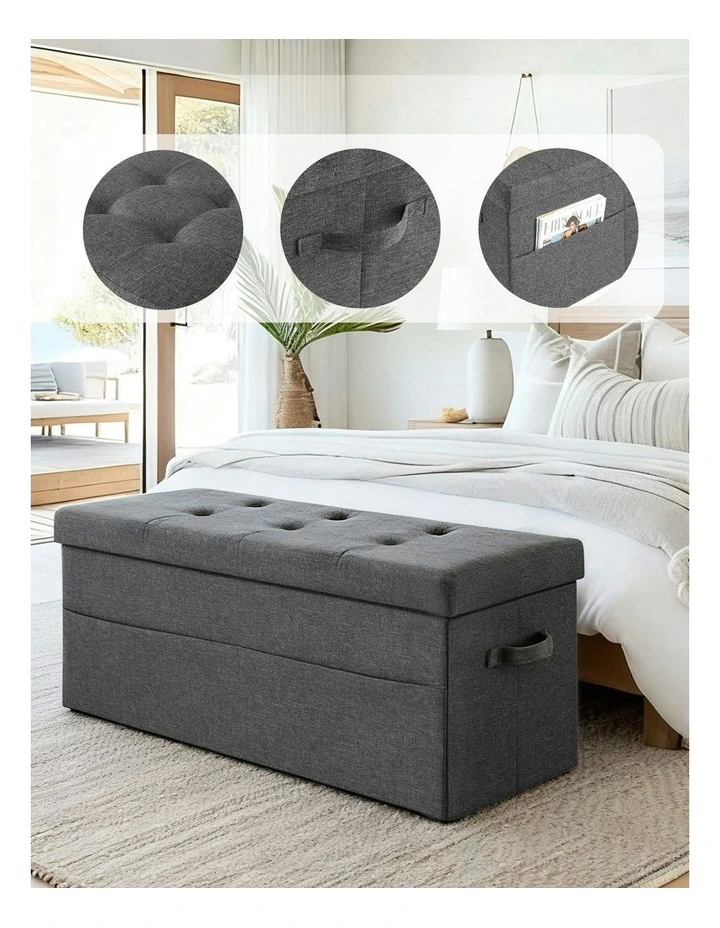 Storage Foldable Foot Rest Stool in Grey image 6