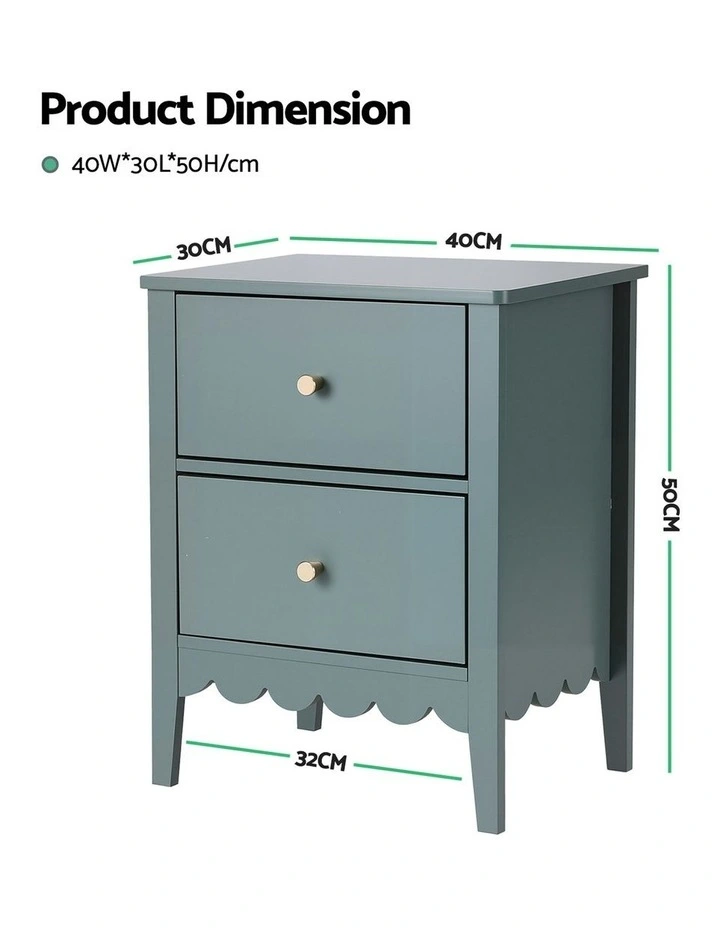 Artiss Bedside Table 2 Drawers in Green image 2