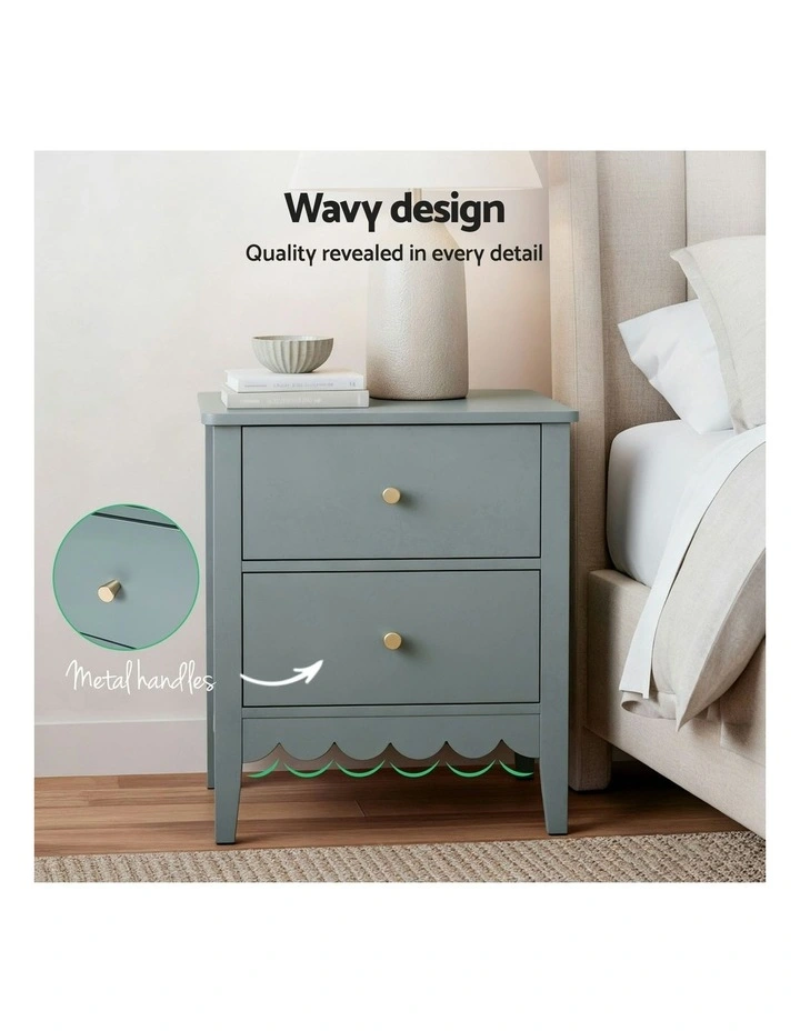 Artiss Bedside Table 2 Drawers in Green image 5