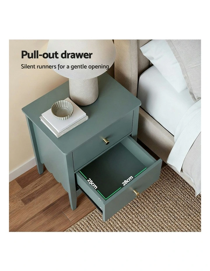 Artiss Bedside Table 2 Drawers in Green image 6
