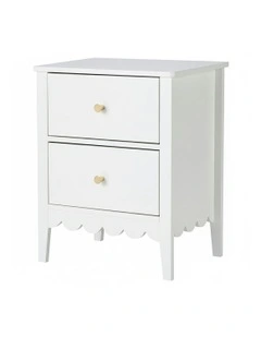Bedside Table 2 Drawers in White