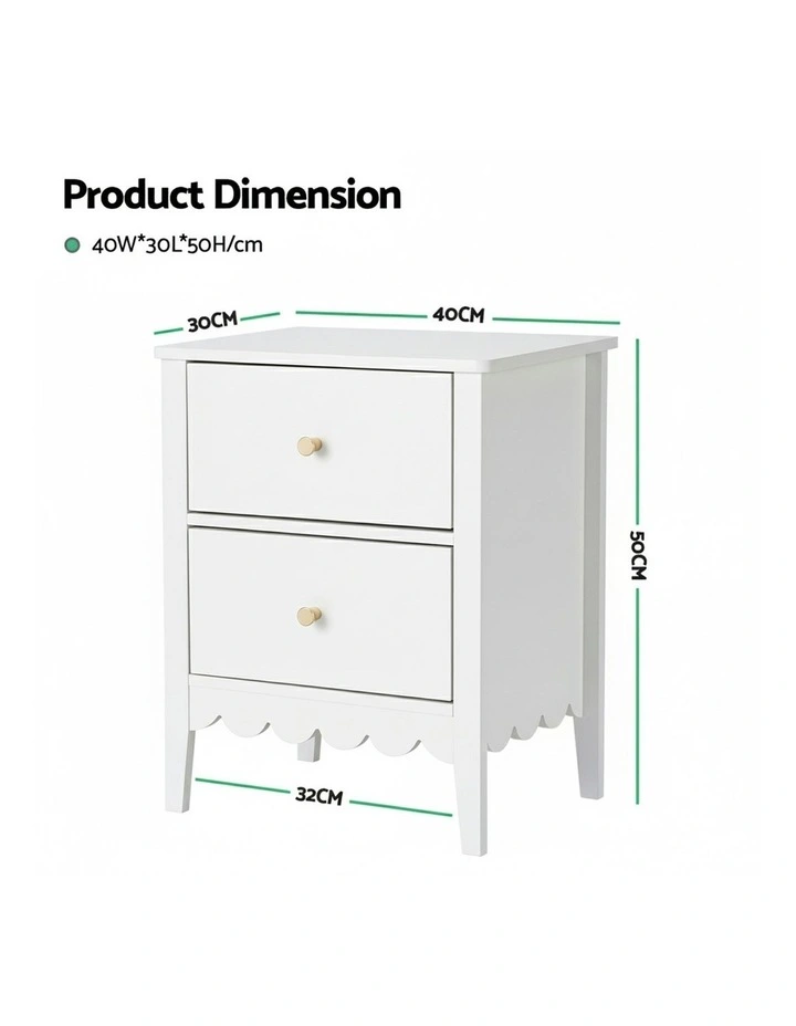 Bedside Table 2 Drawers in White image 2