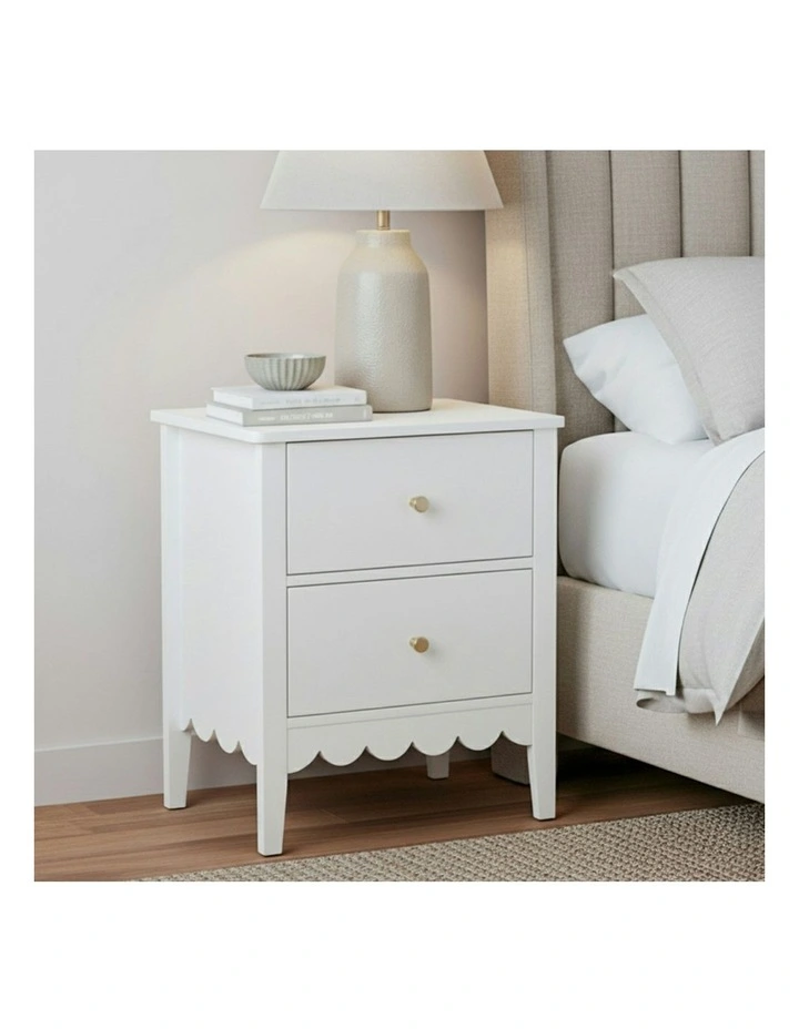 Bedside Table 2 Drawers in White image 3