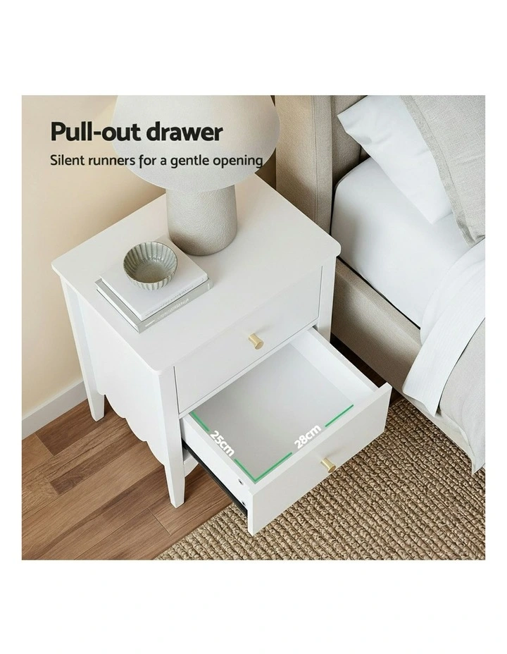 Bedside Table 2 Drawers in White image 5