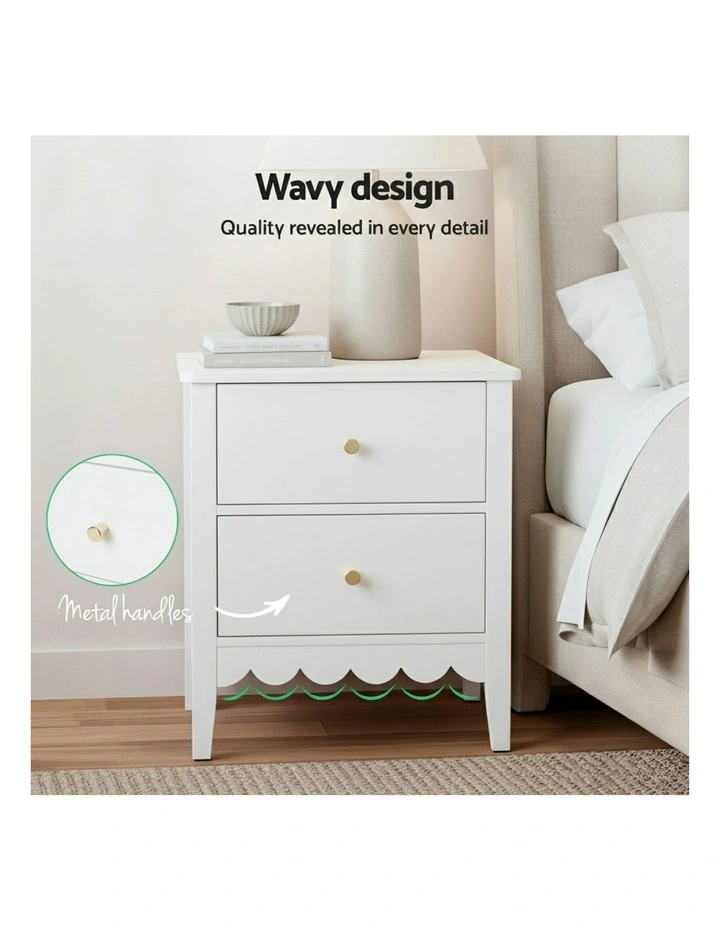 Bedside Table 2 Drawers in White image 6
