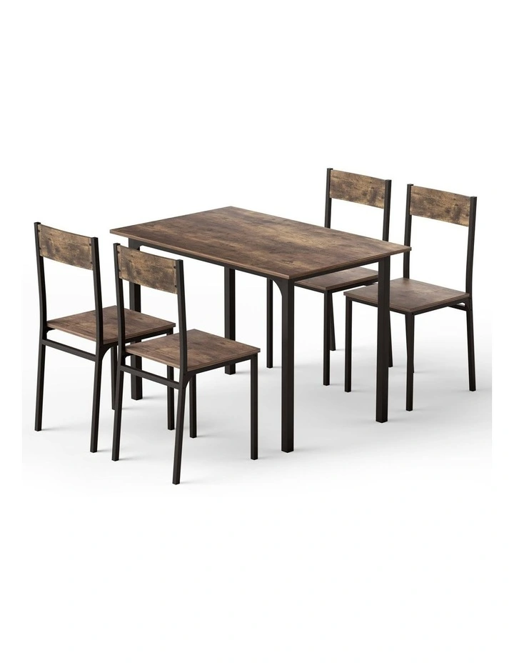Dining Table And Chairs Set Of 5 in Rustic Brown image 1
