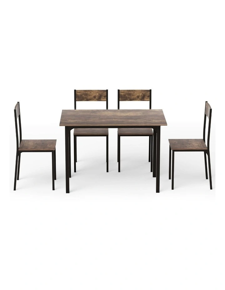 Dining Table And Chairs Set Of 5 in Rustic Brown image 2