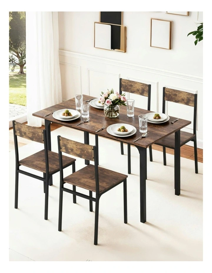 Dining Table And Chairs Set Of 5 in Rustic Brown image 3