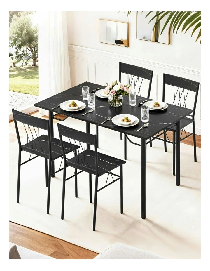Dining Table And Chairs Set Of 5 in Black image 3