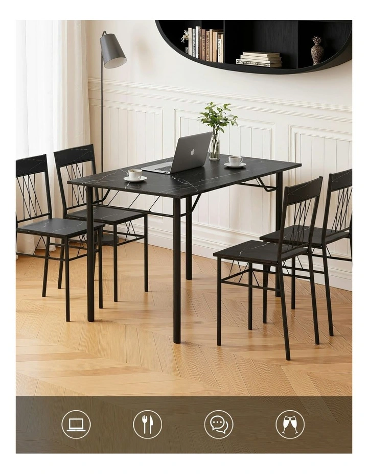 Dining Table And Chairs Set Of 5 in Black image 6