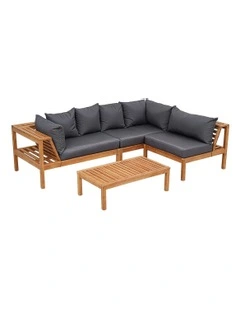 5- Seater Outdoor Sofa Set With Built-In Side Table 4 Pieces in Blue