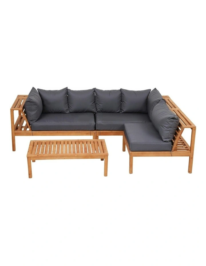 5- Seater Outdoor Sofa Set With Built-In Side Table 4 Pieces in Blue image 2