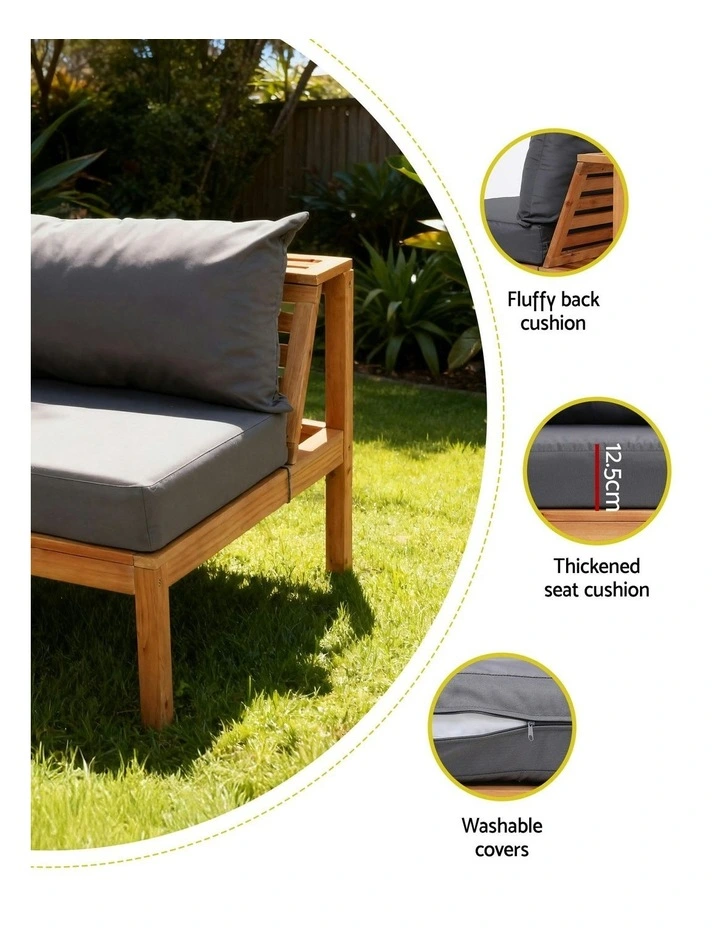 5- Seater Outdoor Sofa Set With Built-In Side Table 4 Pieces in Blue image 7