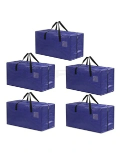 Moving Bags Heavy Duty Waterproof Backpack Straps Large Storage Totes 5 Pack in Blue