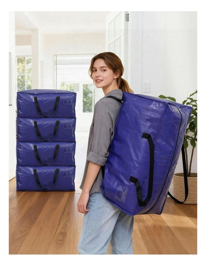 Moving Bags Heavy Duty Waterproof Backpack Straps Large Storage Totes 5 Pack in Blue image 3