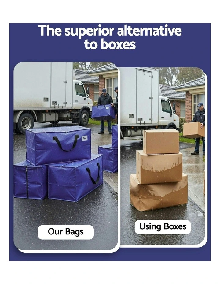 Moving Bags Heavy Duty Waterproof Backpack Straps Large Storage Totes 5 Pack in Blue image 6