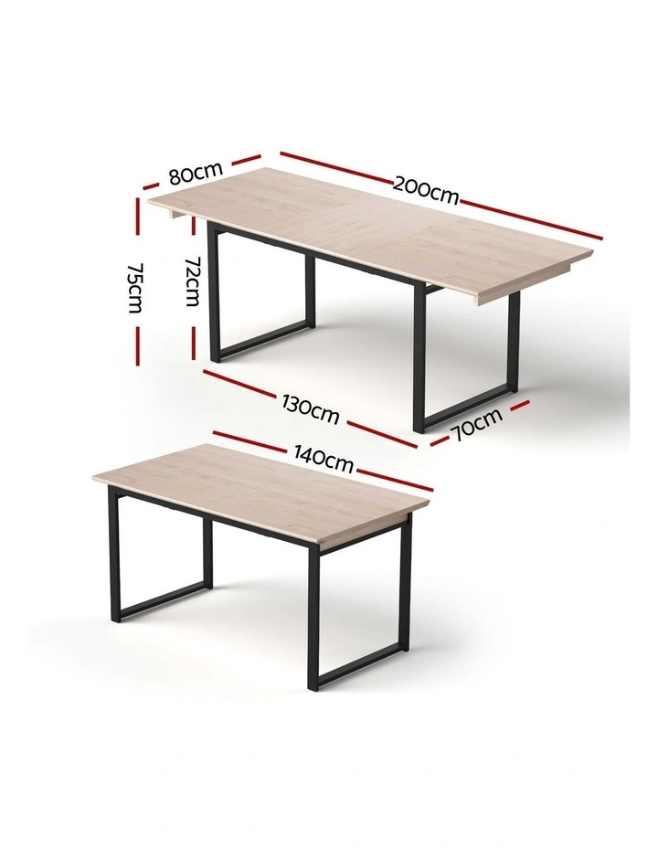 2M Extendable Dining Table Kitchen Cafe Lounge Restaurant Tables Natural image 4