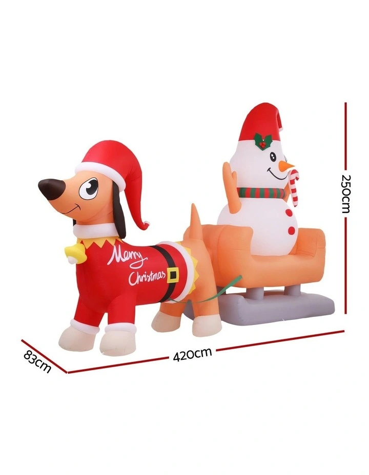 Christmas Inflatable Snowman Dog Tall Outdoor Decorations Illuminated 4.2m image 4