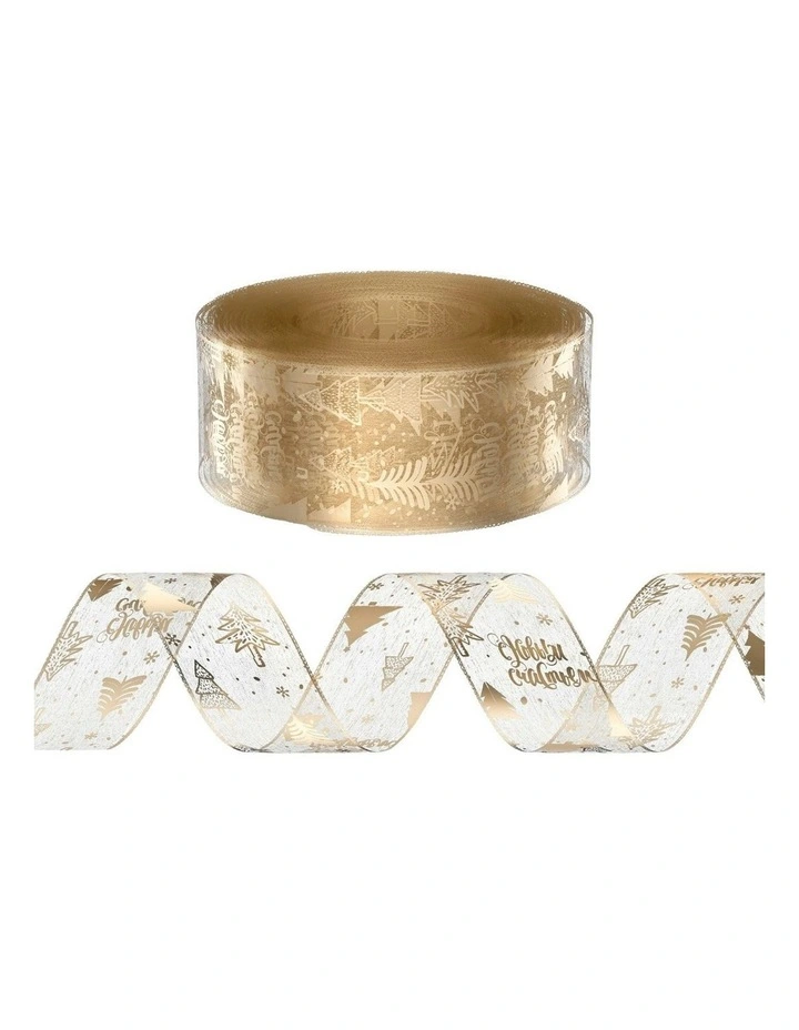 Christmas Tree Ribbon Roll 20m in Gold image 1