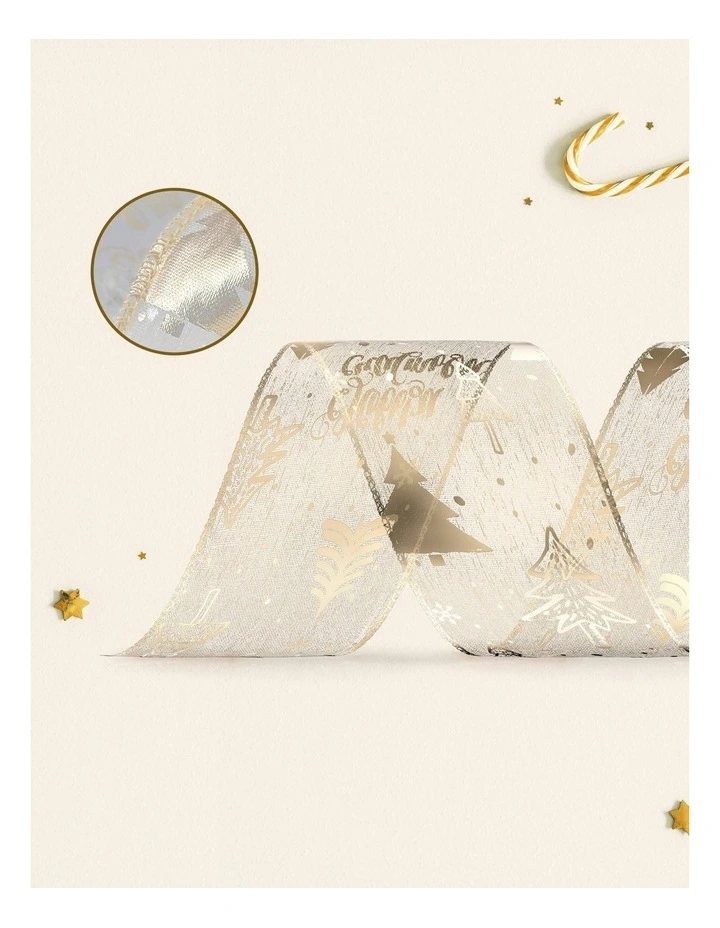 Christmas Tree Ribbon Roll 20m in Gold image 4