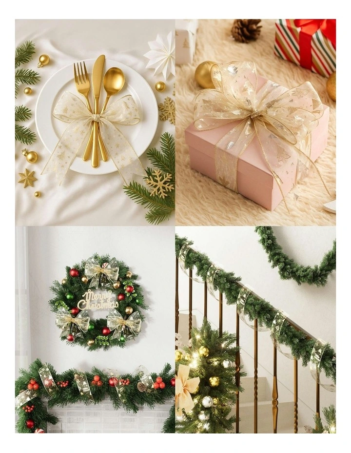 Christmas Tree Ribbon Roll 20m in Gold image 6