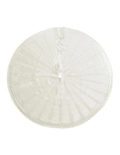 Knitted Fabric Xmas Ornament Decor Tree Skirt 90cm in Beige