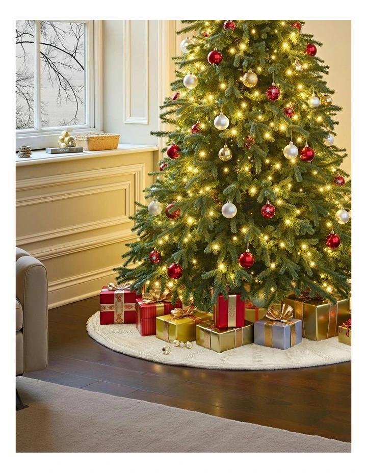 Knitted Fabric Xmas Ornament Decor Tree Skirt 90cm in Beige image 5