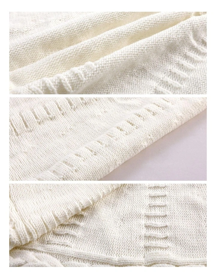 Knitted Fabric Xmas Ornament Decor Tree Skirt 90cm in Beige image 7