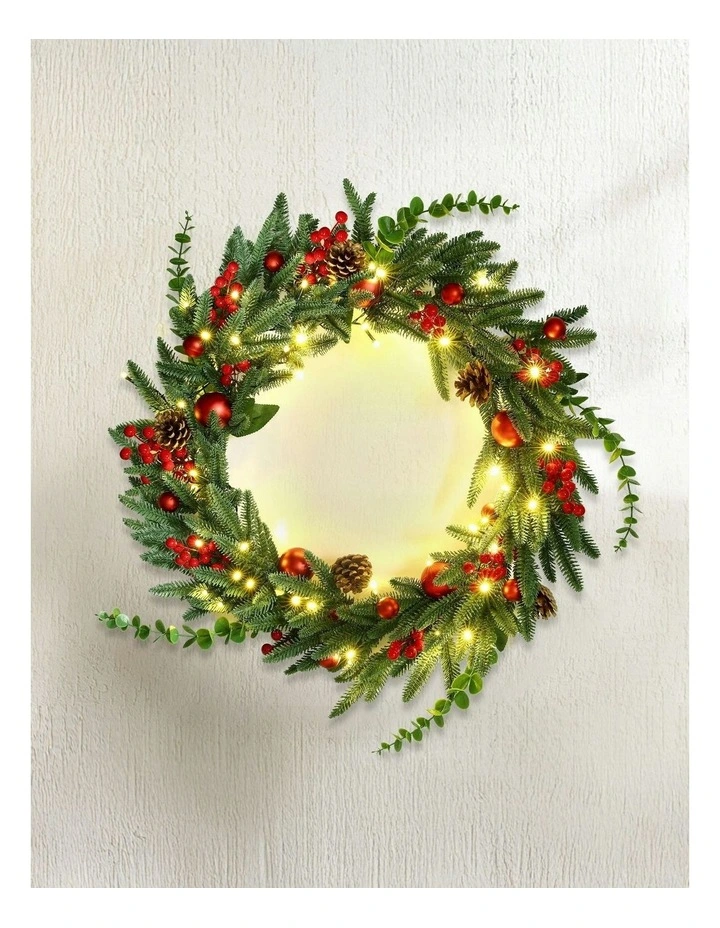Christmas Wreath 60cm Led Garland in Multi image 3