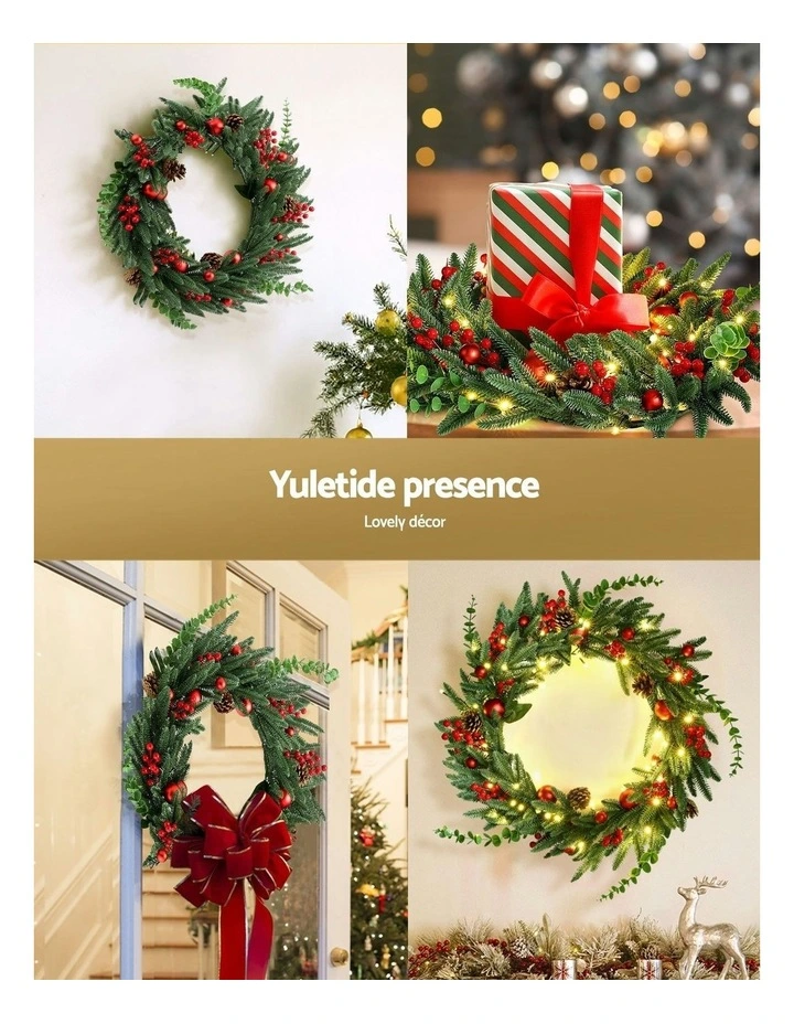 Christmas Wreath 60cm Led Garland in Multi image 5