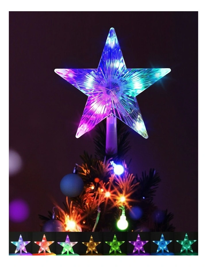 Christmas Tree Topper Star RGB Led Xmas Decor 80 Modes in Multi image 3