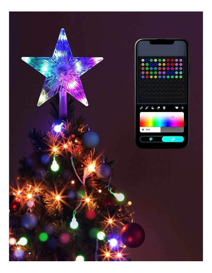 Christmas Tree Topper Star RGB Led Xmas Decor 80 Modes in Multi image 4