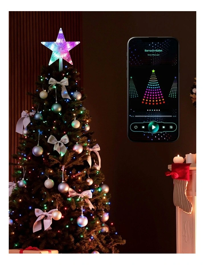 Christmas Tree Topper Star RGB Led Xmas Decor 80 Modes in Multi image 5