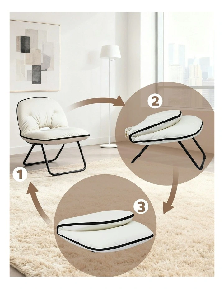 Foldable 2-In-1 Armchair in White image 6