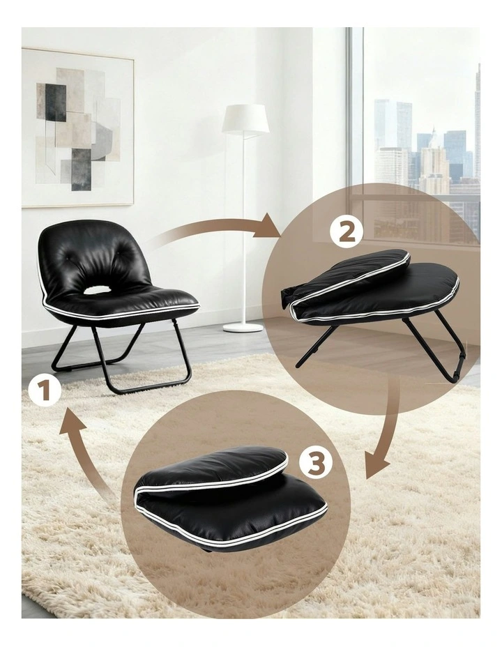 Foldable 2-In-1 Armchair in Black image 6