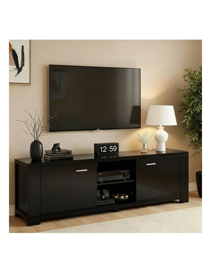 TV Cabinet Entertainment Unit 160cm in Black image 3