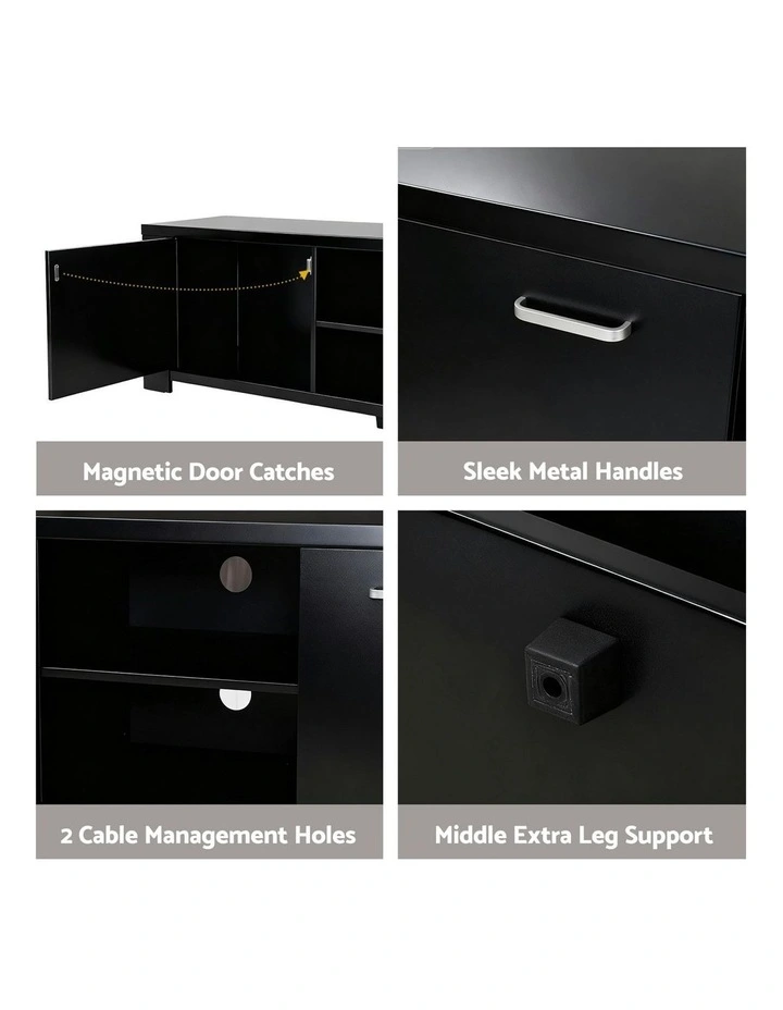 TV Cabinet Entertainment Unit 160cm in Black image 7