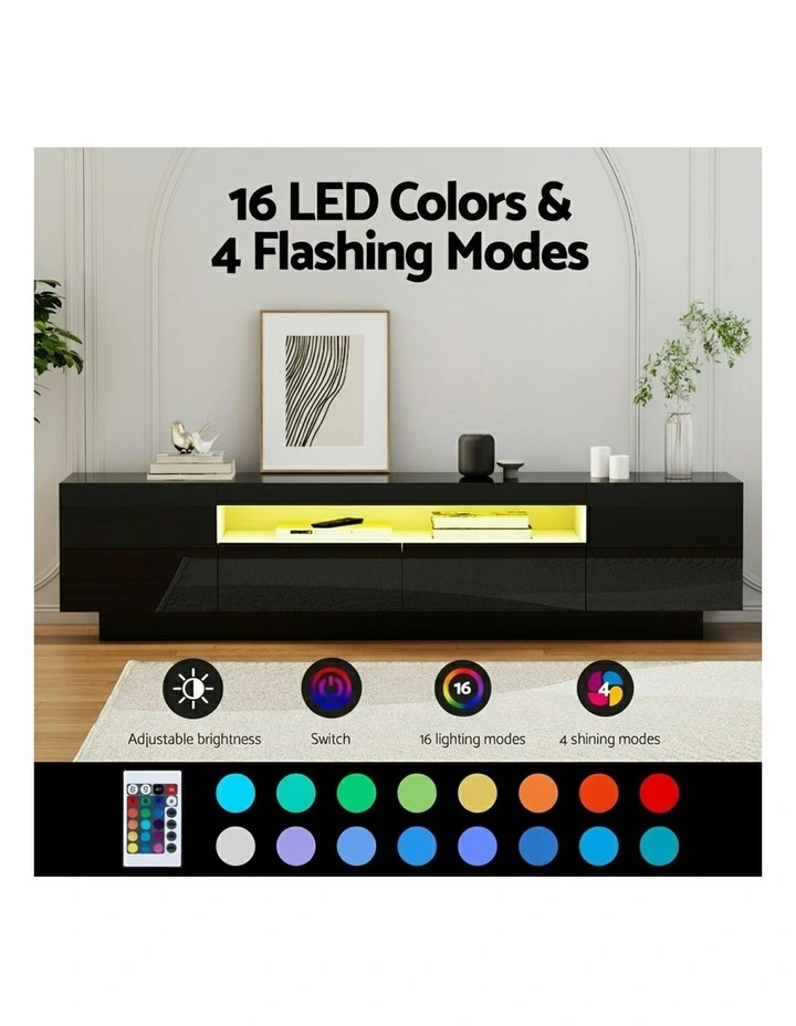 RGB LED Entertainment Unit 180cm in Black image 6