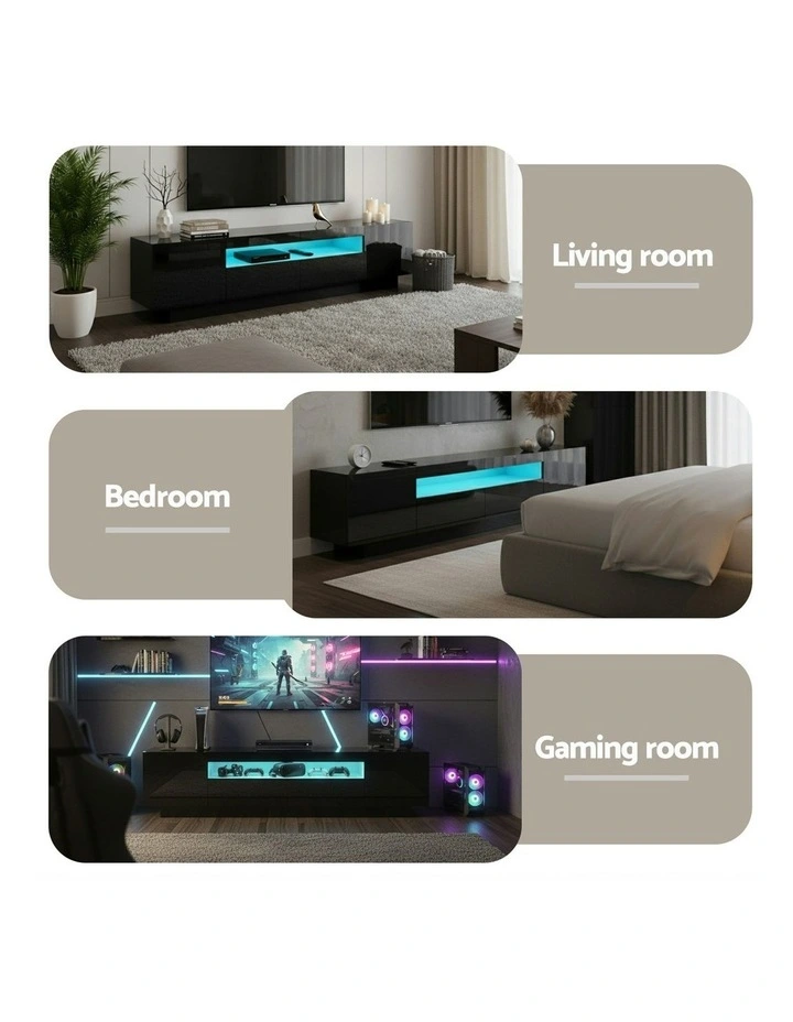 RGB LED Entertainment Unit 180cm in Black image 7