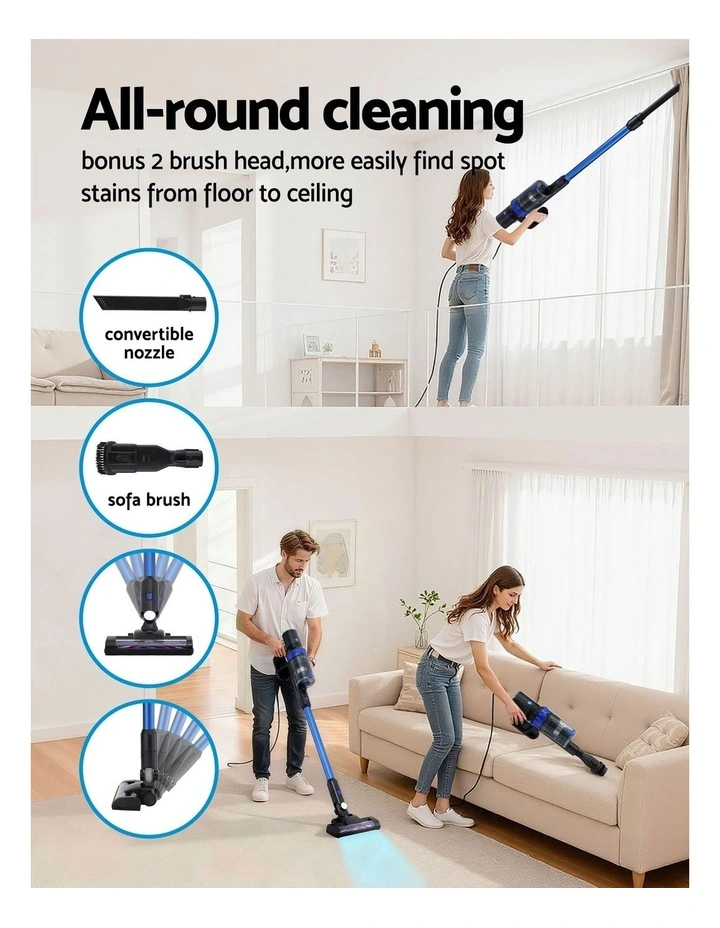 Stick Vacuum Cleaner Brushless Cordless 350W in Blue image 3