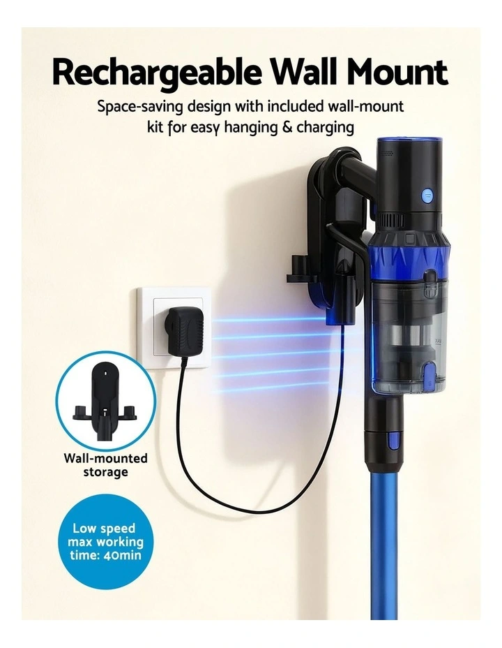 Stick Vacuum Cleaner Brushless Cordless 350W in Blue image 5