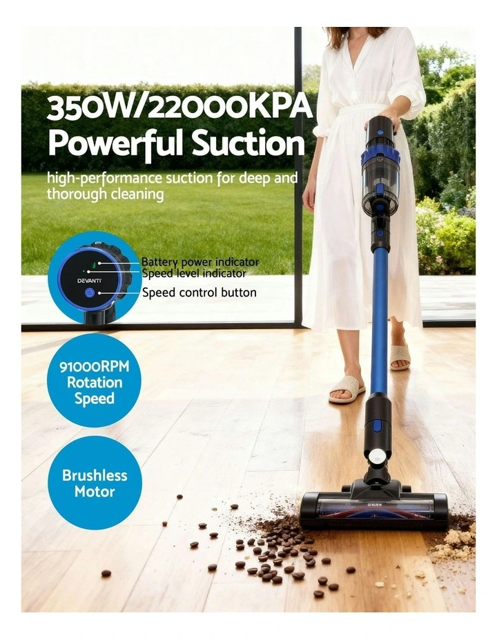Stick Vacuum Cleaner Brushless Cordless 350W in Blue image 5