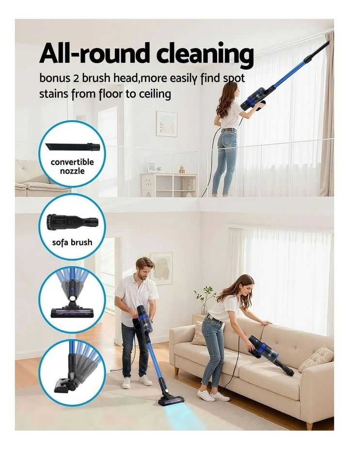 Stick Vacuum Cleaner Brushless Cordless 350W in Blue image 6