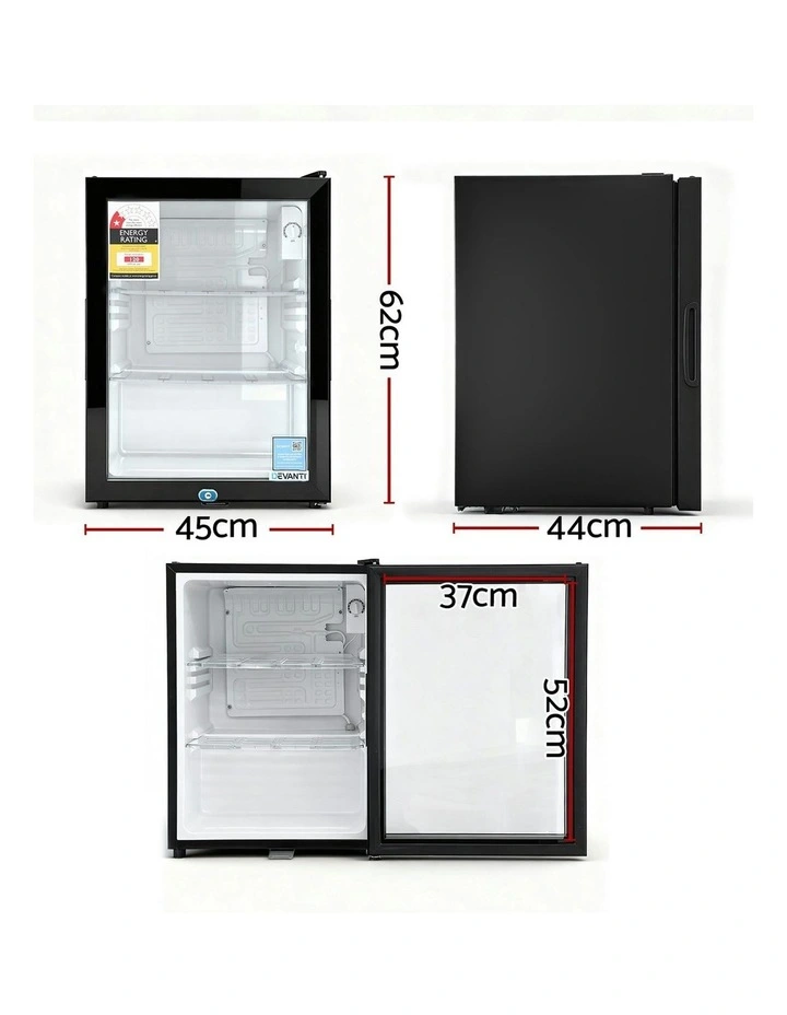 Bar Fridge Glass Door 56L in Black image 4